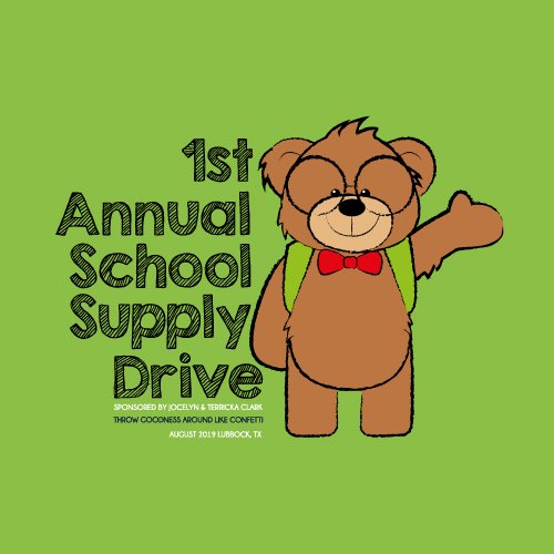 1st Annual School Supply Drive Logo Green